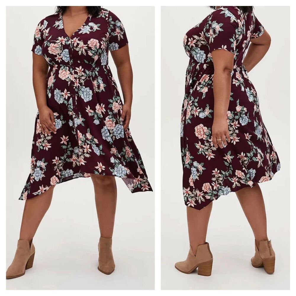 Torrid Midi Challis Shirt Dress